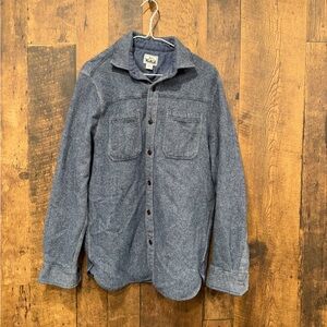Woolrich mens textured wool button down long sleeve BLUE  medium EUC